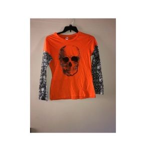 Orange Halloween skull shirt